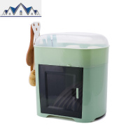 带盖碗柜放碗筷收纳盒沥水家用厨房经济型碗碟架多功能塑料收纳箱 三维工匠收纳层架