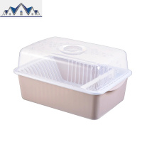 厨房带盖碗碟架家用沥水架双层放碗架装碗筷餐具收纳盒碗柜置物架 三维工匠