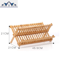 碗碟架沥水架厨房双层菜盘子收纳架晾放碗架竹制通风置物架 三维工匠