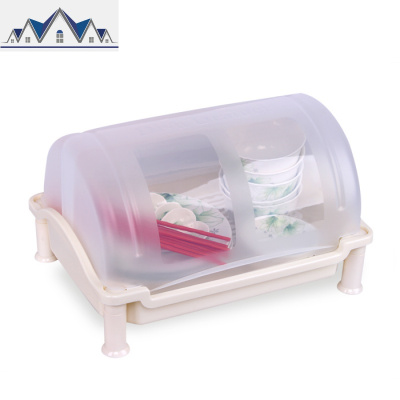 厨房大号塑料碗柜带盖两层放碗架沥水架餐具碗碟收纳置物架杯子架 三维工匠