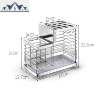304不锈钢刀架刀座筷架一体菜刀架台置 厨房刀具筷子笼收纳置物架 三维工匠