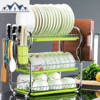 。收纳碗架沥水架不锈钢多功能凉放厨房家用双层置物架子抽屉式2 三维工匠