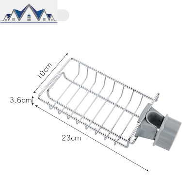 不锈钢水龙头置物架家用厨房洗碗海绵沥水架水池抹布收纳架挂篮 三维工匠