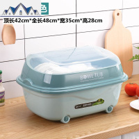 创意碗柜塑料加厚沥水架带盖厨房餐具笼装碗筷收纳盒多功能储物架 三维工匠
