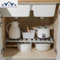 可伸缩塑料厨房置物架橱柜碗碟架 厨具沥水收纳架家用调味品架子 三维工匠