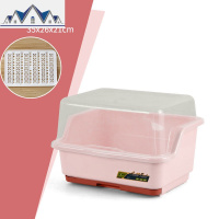 塑料全翻盖碗柜厨房沥水架餐具储物盒碗碟带盖收纳盒家用置物架 三维工匠