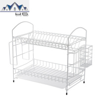 多功能碗架 出租房简易碗柜置物架双层放碗沥水架碗碟架 三维工匠