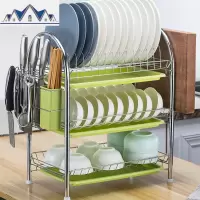 收纳盒置物架三层家用沥水架厨房橱柜碗架碗盘用品储物 三维工匠