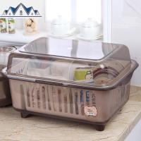 碗柜厨房塑料家用多功能特大号放碗筷收纳箱带盖碗碟沥水架收纳盒 三维工匠收纳层架