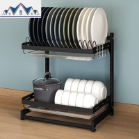 厨房放碗架沥水置物架家用不锈钢碗筷收纳盒双层洗碗池水多功能 三维工匠