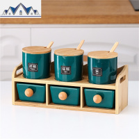 北欧调料盒组合套装家用调味罐调料瓶玻璃油瓶盐罐厨房用品收纳盒 三维工匠