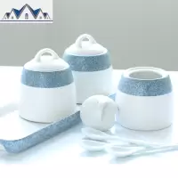 日式陶瓷调味瓶盐罐厨房用品家用佐料瓶罐收纳盒调料盒套装 三维工匠