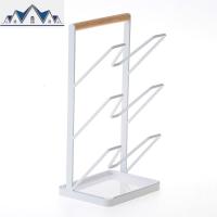 厨房免打孔三层落地锅盖架菜板架案板架台面放锅盖架子收纳置物架 三维工匠