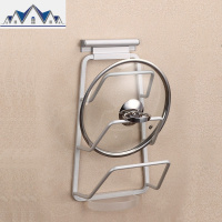 太空铝锅盖架壁挂厨房挂件置物架 免打孔锅架收纳架带接水盒 三维工匠