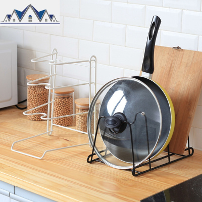铁艺锅盖架坐式厨房锅盖收纳架多层菜板炒锅置物架台面砧板架子 三维工匠