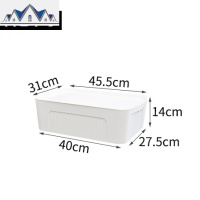 塑料收纳箱化妆品收纳盒桌面有盖衣服整理箱内衣储物箱大号可叠加 三维工匠