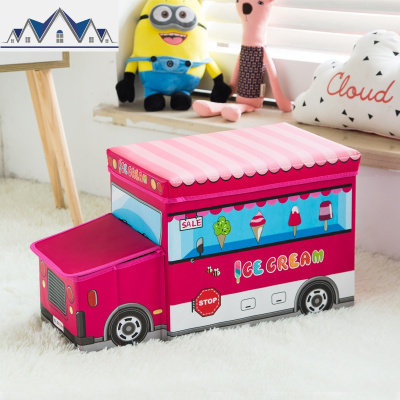 儿童玩具收纳储物凳多功能创意汽车头小凳子收纳箱可坐椅家用 三维工匠