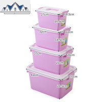 炫彩带盖塑料收纳箱整理箱书本零食化妆品储物盒衣柜内衣物收纳盒 三维工匠