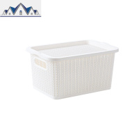仿藤编有盖收纳箱衣服衣物整理箱塑料大号玩具收纳盒储物盒 三维工匠