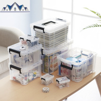 七件套透明收纳箱手提式玩具整理家用储物箱子塑料有盖收纳盒小号 三维工匠