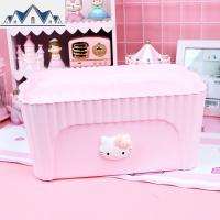 塑料收纳箱卡通化妆品储物箱可爱桌面收纳盒零食玩具文具整理箱子 三维工匠