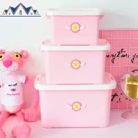 韩版少女可爱手提储物箱带盖整理箱塑料杂物盒食品内衣服收纳箱子 三维工匠