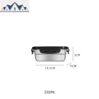 304不锈钢保鲜盒长方形储物盒便当盒密封盒收纳盒带盖大容量饭盒 三维工匠