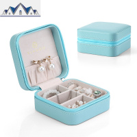 便携式首饰盒女公主欧式韩国饰品收纳旅行小巧耳环钉戒指盒 三维工匠收纳盒
