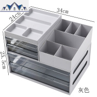 办公桌面收纳盒塑料抽屉式收纳柜办公室置物架用品文件储物整理箱 三维工匠