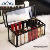 桌面网红带盖玻璃口红收纳盒展示架多格化妆品防尘唇釉唇膏置物架 三维工匠