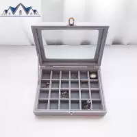 耳钉耳夹收纳收藏盒戒指珠宝箱美甲饰品钻盒带玻璃展示格子整理盒 三维工匠收纳盒