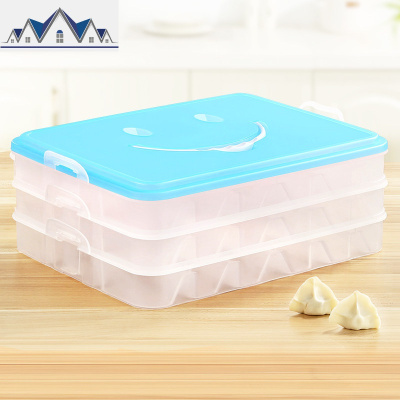 速冻饺子盒冻饺子盒分格家用多层冰箱保鲜收纳盒水饺盒饺子馄饨盒 三维工匠