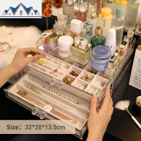 ins风首饰收纳盒亚克力防尘抽屉式耳环耳钉手表饰品多功能置物架 三维工匠