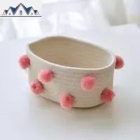 北欧ins玄关棉线编织收纳篮整理筐桌面茶几钥匙遥控化妆品杂物盒 三维工匠收纳盒
