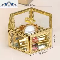 欧式复古首饰收纳盒简约珠宝小饰品发卡耳钉耳环展示戒指玻璃盒子 三维工匠