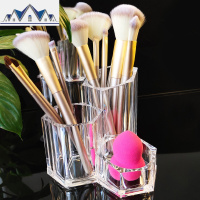 透明亚克力化妆刷桶口红美妆蛋化妆品收纳盒梳妆台桌面眉笔粉刷筒 三维工匠