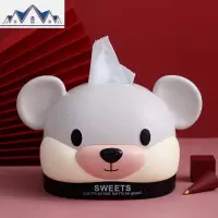 鼠年抽纸巾盒创意家用客厅卧室梳妆台卷筒收纳新款暗熊形本命卡通 三维工匠收纳盒