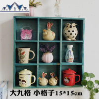 zakka杂货木格子桌面置物架 收纳盒杯子收纳架复古简约壁挂储物盒 三维工匠
