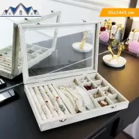 防尘绒布首饰盒耳钉耳环耳饰收纳盒项链饰品展示架欧式收拾收纳架 三维工匠