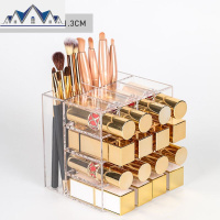 口红收纳盒网红亚克力多格唇釉眉笔刷筒化妆品桌面梳妆台展示架 三维工匠