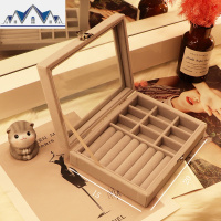 耳钉耳环收纳盒子饰品防尘首饰收纳盒耳夹耳坠耳线整理珠宝箱带盖 三维工匠