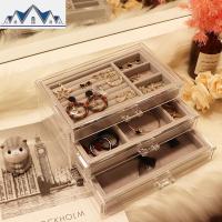 网红大容量透明首饰收纳盒耳环耳钉手饰品耳饰口红架子亚克力简约 三维工匠