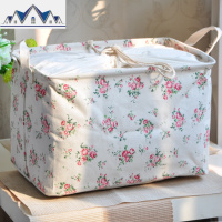 田园布艺棉麻束口收纳箱储物箱折叠箱整理箱大号衣服收纳盒可水洗 三维工匠