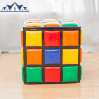 创意儿童收纳小板凳换鞋凳魔方储物凳沙发凳矮凳子家用卡通皮凳 三维工匠收纳凳