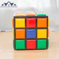 创意儿童收纳小板凳换鞋凳魔方储物凳沙发凳矮凳子家用卡通皮凳 三维工匠收纳凳