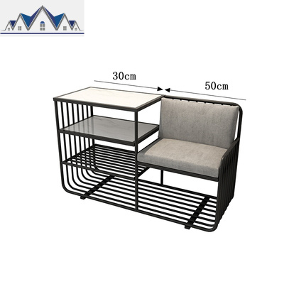 北欧创意皮革换鞋凳家用口收纳鞋柜铁艺换鞋绒布沙发简约储物椅 三维工匠收纳凳