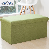 可折叠储藏凳收纳凳换鞋凳大号有盖棉麻简约布艺整理箱可坐板凳子 三维工匠