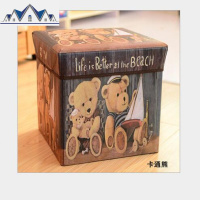 复古多功能可折叠收纳凳储物盒坐凳沙发试换鞋凳子玩具带盖收纳箱 三维工匠