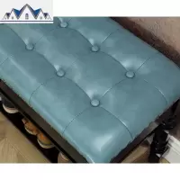 实木换鞋凳穿鞋凳美式鞋柜家用皮艺储物凳口黑色描金鞋架沙发凳 三维工匠收纳凳