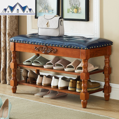 美式可坐换鞋凳家用口鞋柜欧式鞋架简易多层储物长条凳实木 三维工匠收纳凳